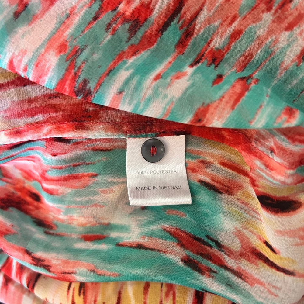 NWOT ZOA New York Multicolor Abstract Blouse Women XS 3/4 Tab Sleeve - Picture 4 of 8